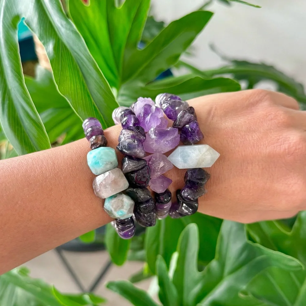 Amethyst Bracelet (one) || Handmade stretchy